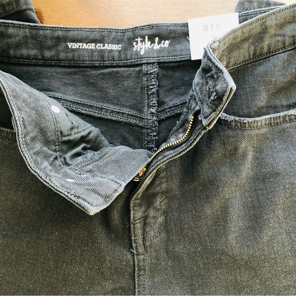 STYLE & CO. WOMENS JEANS SIZE 6P WASHED BLACK VINTAGE CLASSIC MOM JEAN - Picture 11 of 15